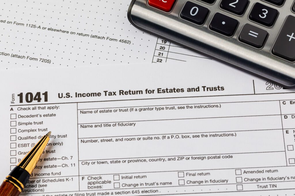 a close up of an estate tax return form